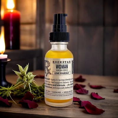 Rockstar Woman ~ Hemp Free by candlelight with scattered rose petals