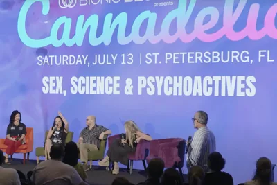 Dr. Angela Fisher cheers Heather on at Cannadelic 2024